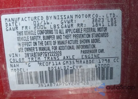 2016 Nissan Sentra Sv from USA, damaged, VIN 3N1AB7AP7GY222928